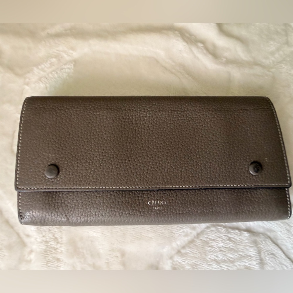 Celine Grayish brown and Yellow Leather Wallet